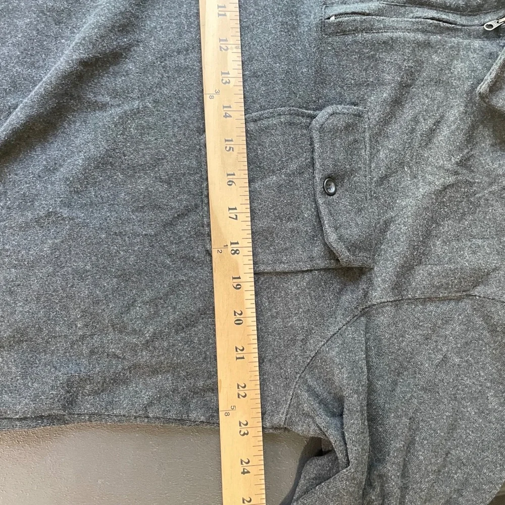 Banana Republic Quarter Zip Sweater Mens XL Gray Pullover Pockets Quiet Luxury